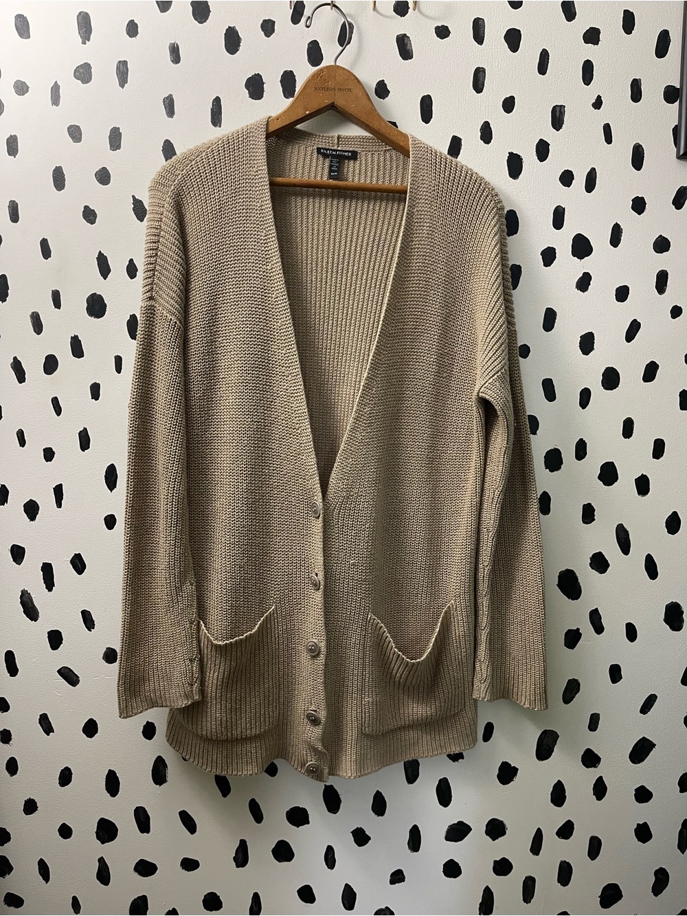 Eileen Fisher tan oversized cardigan